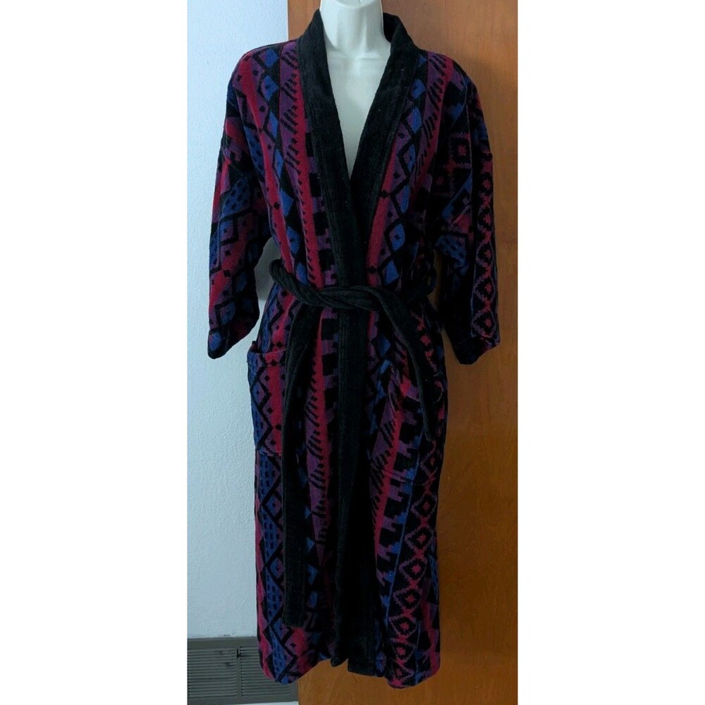 Vintage Sterling Manor Men’s Robe Aztec Geometric Heavy & Thick Cotton One Size